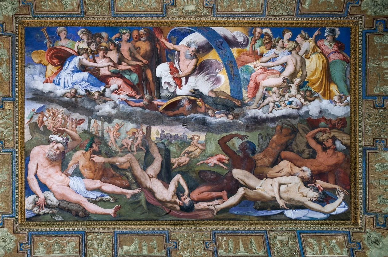Perin del Vaga - Zeus che colpisce i Giganti ribelli (la Caduta dei Giganti) nella Sala di Giove, Palazzo di Andrea Doria (Villa del Principe), Genova